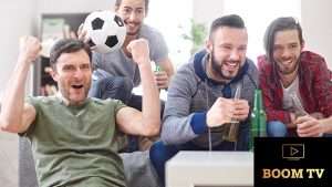 group of friends watching football