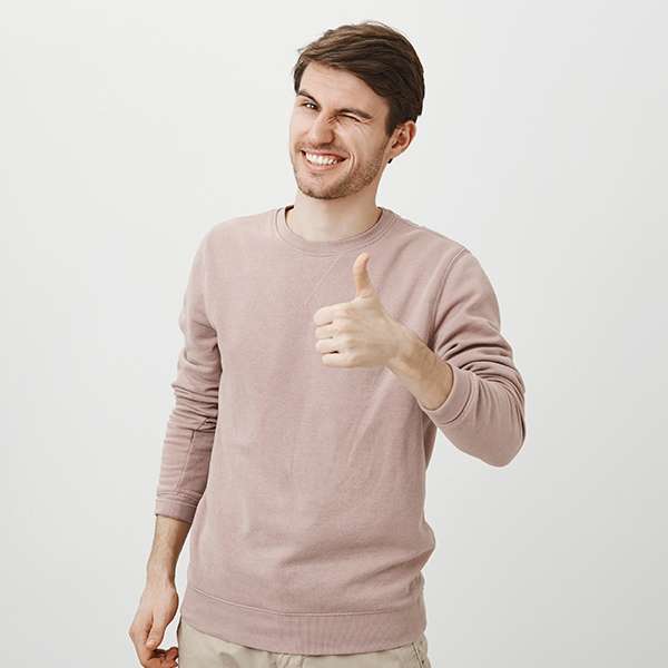 man with thumb up